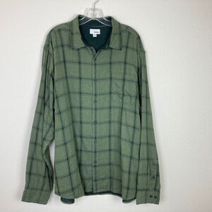 Sonoma Button-Up Shirt Men's Size XXL Green Black Plaid Long Sleeve